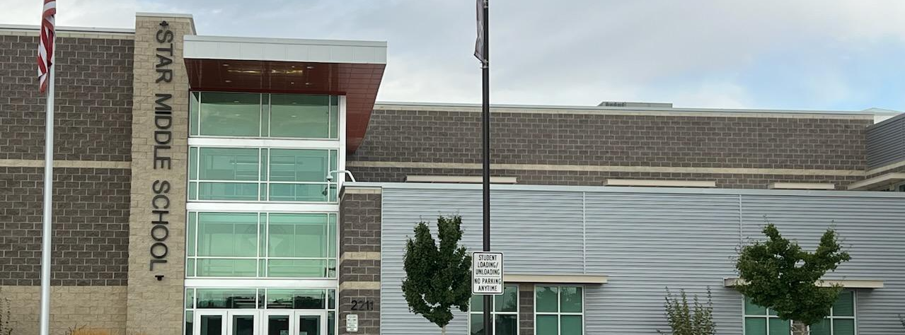 Front of Star Middle school during Winter