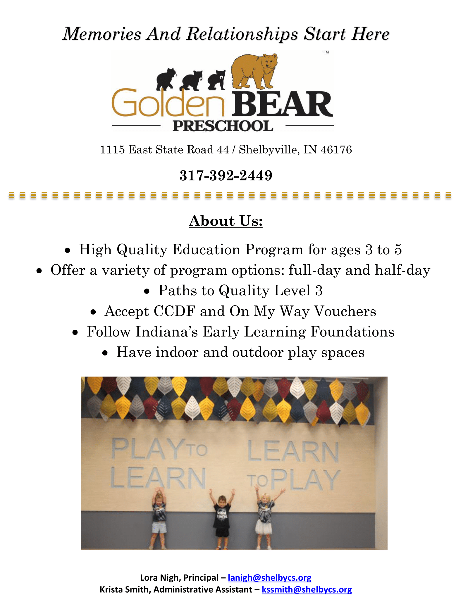 Golden Bear Preschool 2022-23 Application
