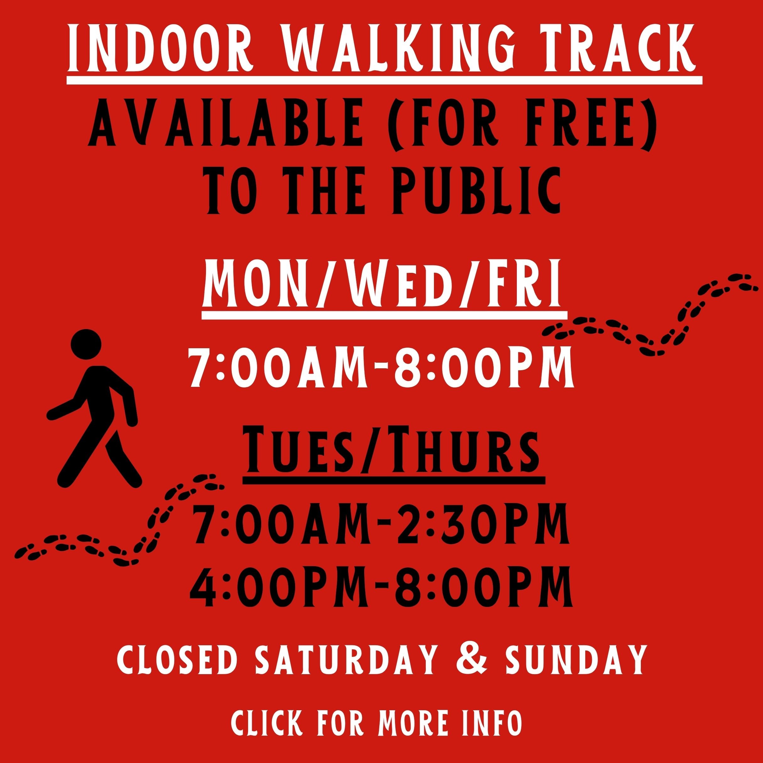 Clickable link that says Fitness room, free public use, Monday-Friday 7AM-1:30PM 6:30PM-8:30PM Click for more information