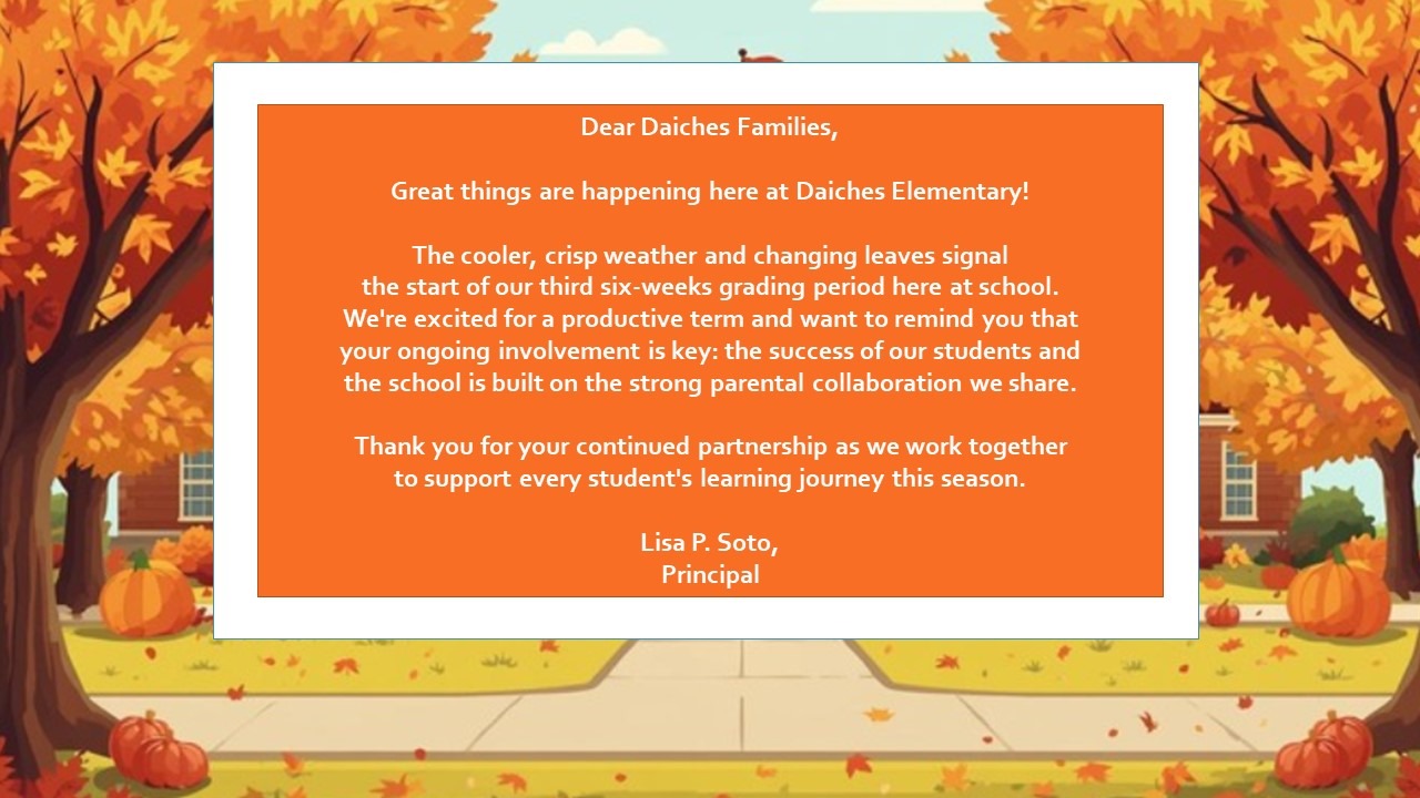 Message from Principal - Nov.  2025