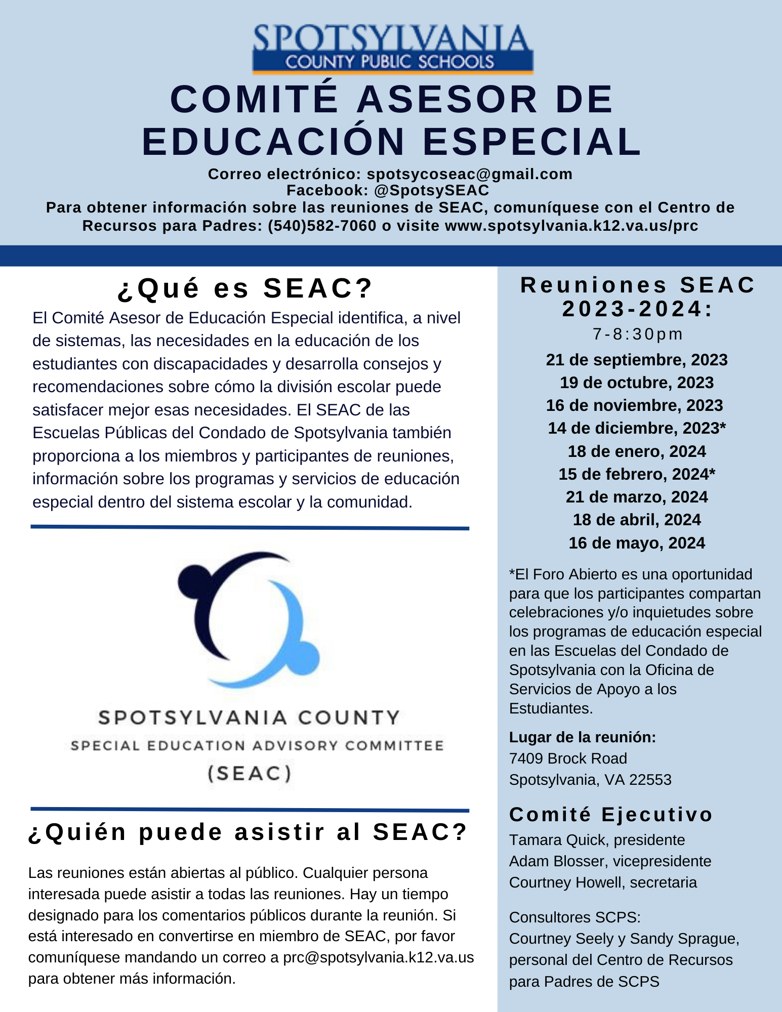 SEAC Flyer (Spanish)