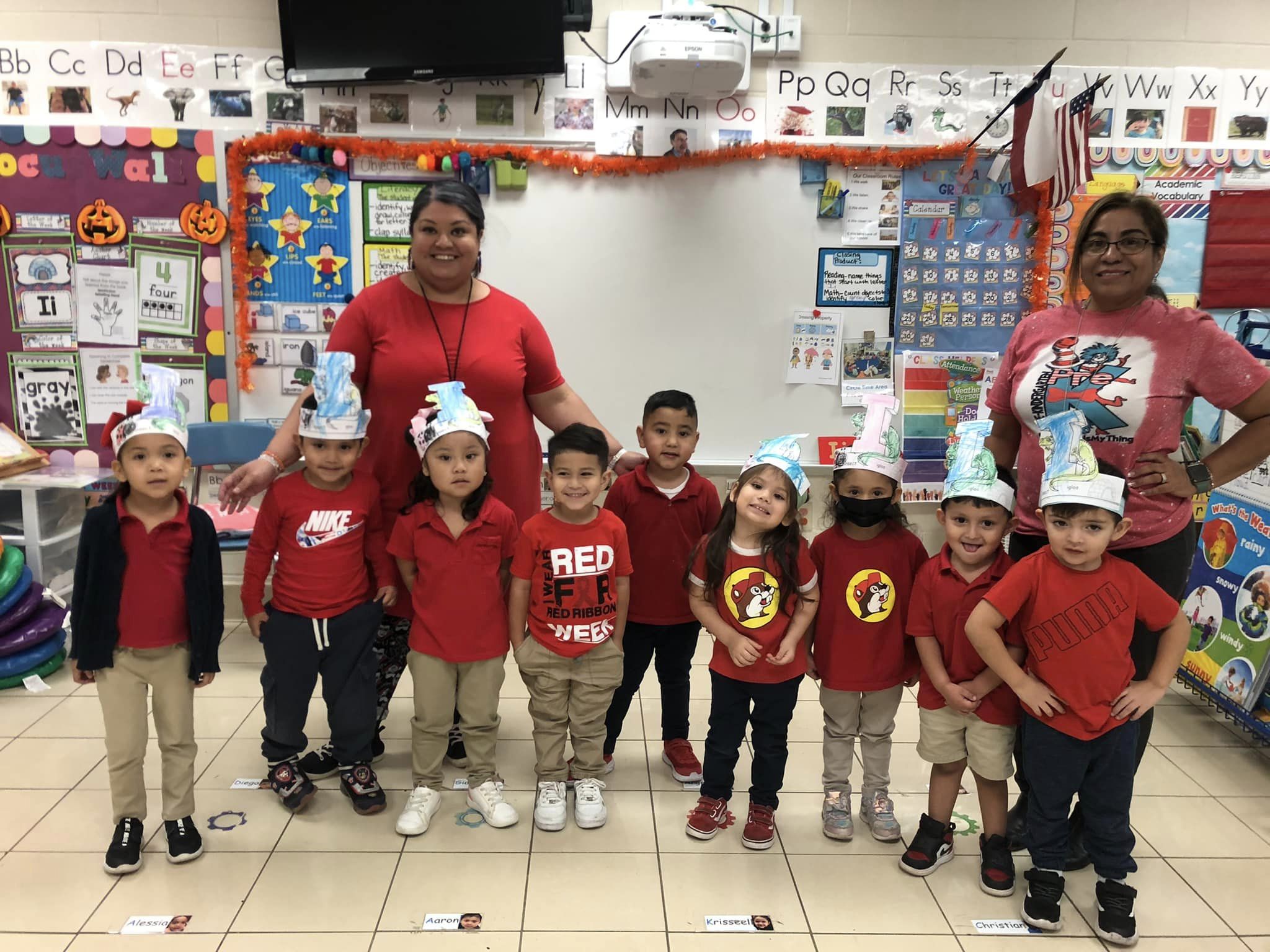 Mrs. Chavarria's PK-3 class in red
