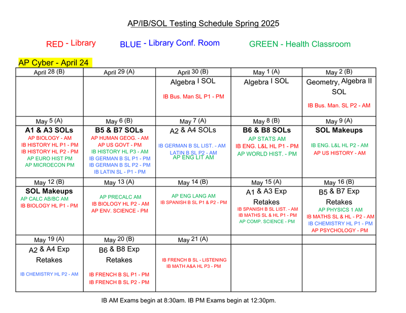 SHS SOL Schedule 25