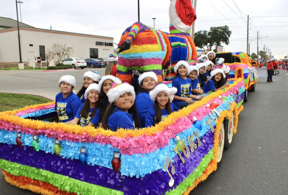 Christmas Parade, K. Tarver Float, Students and Some staff members