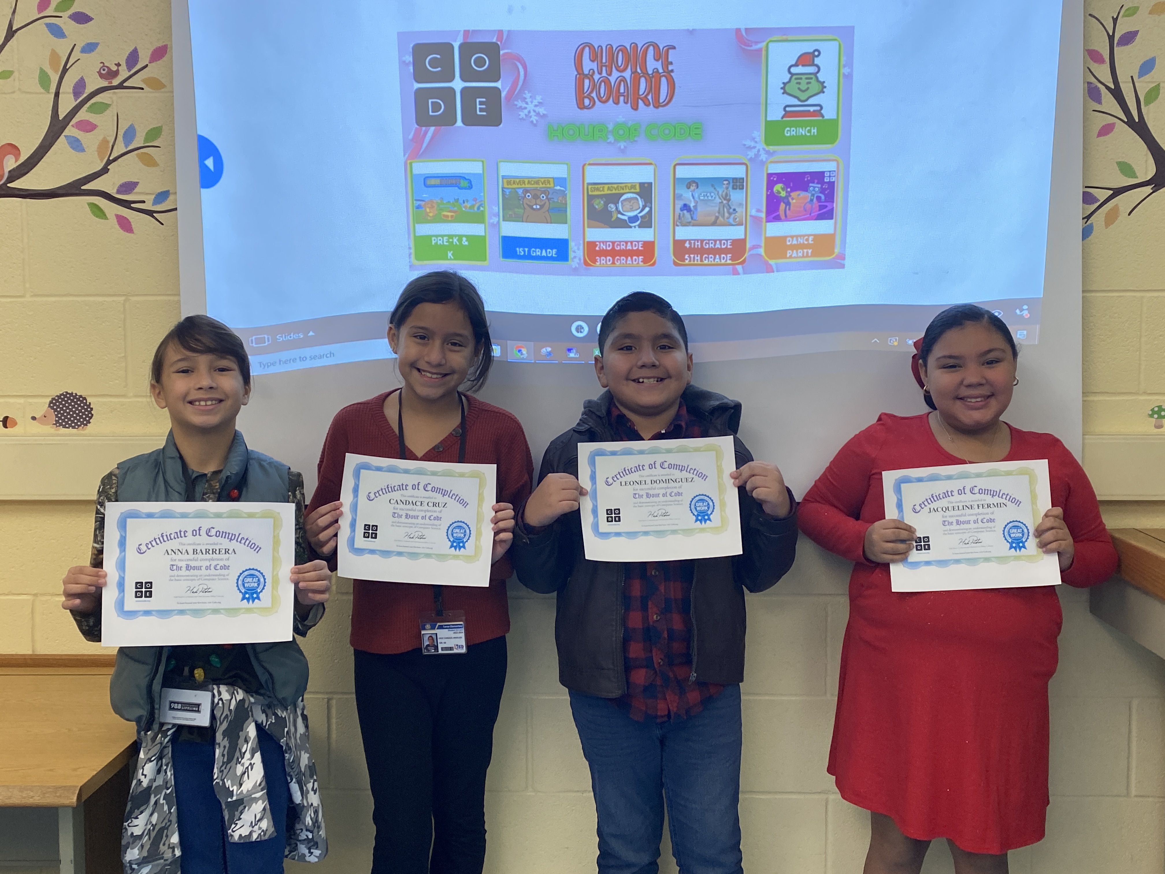 Hour of Code with 4th Grade, Certificate of completion