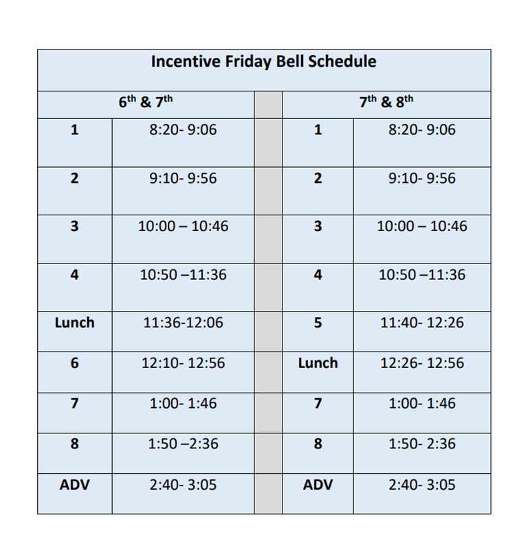 Bell Schedule & Calendars | Lowell Scott Middle School