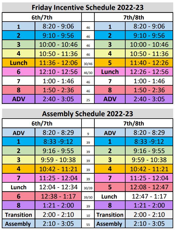 Bell Schedule & Calendars | Lowell Scott Middle School