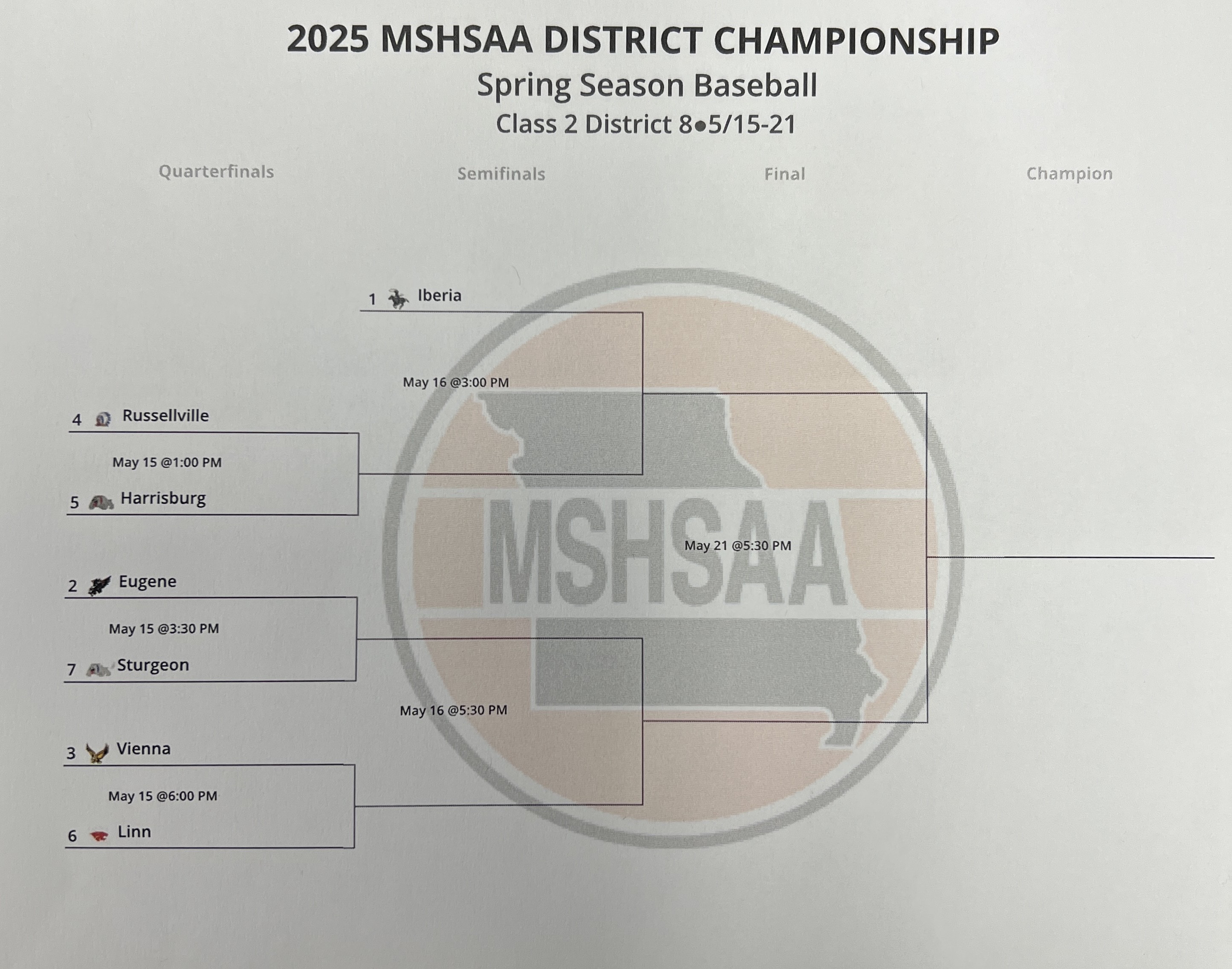 2025 MSHSAA District Champ Spring Season baseball