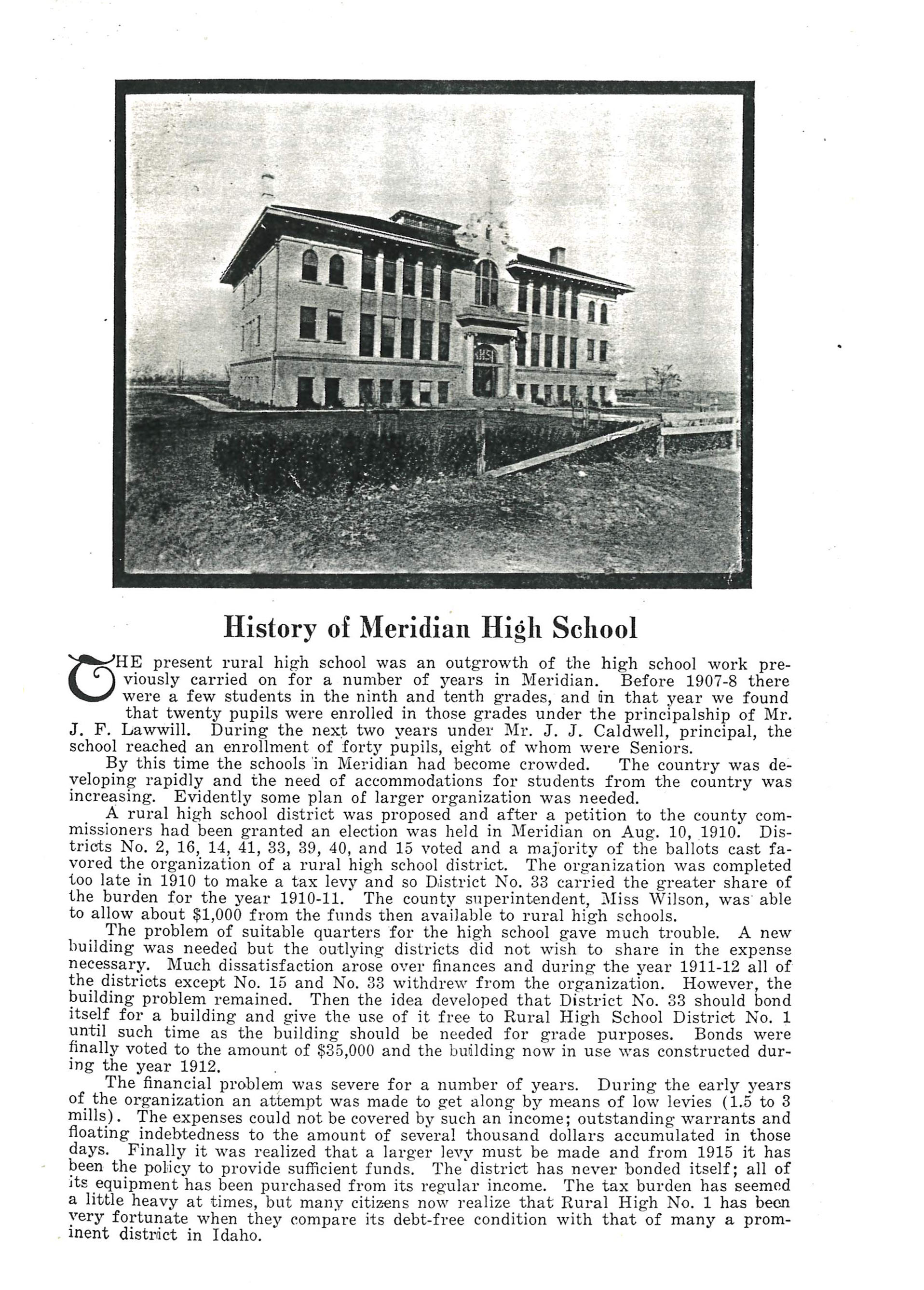 Image of the original Meridian High School.