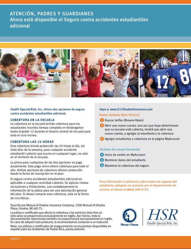 Student Insurance Flyer Spanish