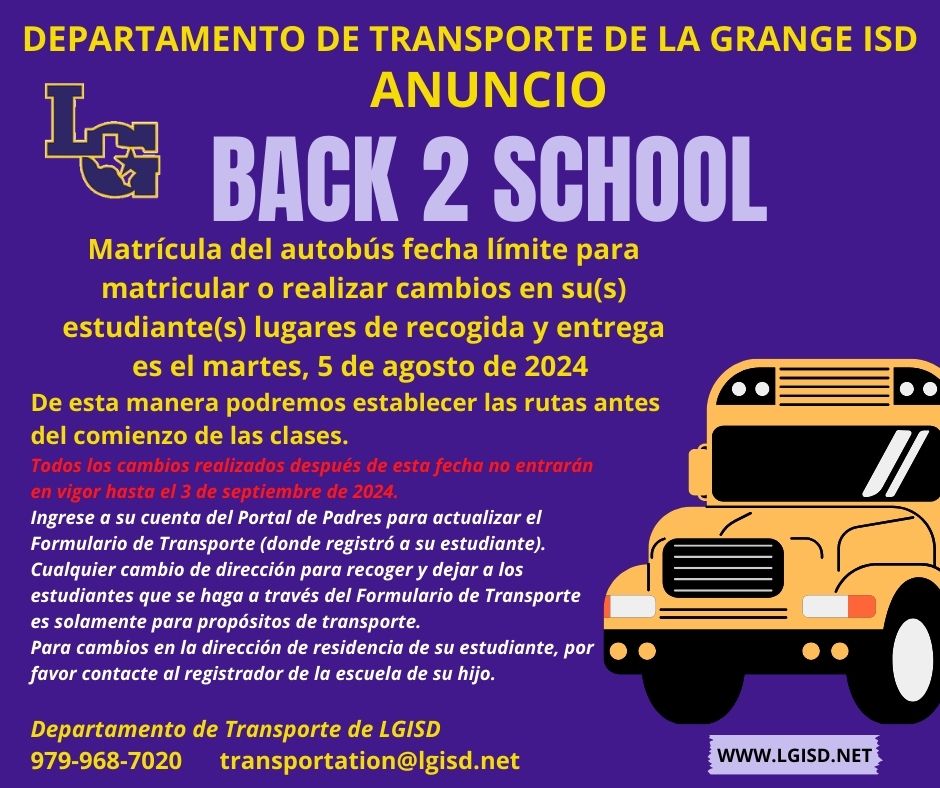 Spanish bus registration flyer