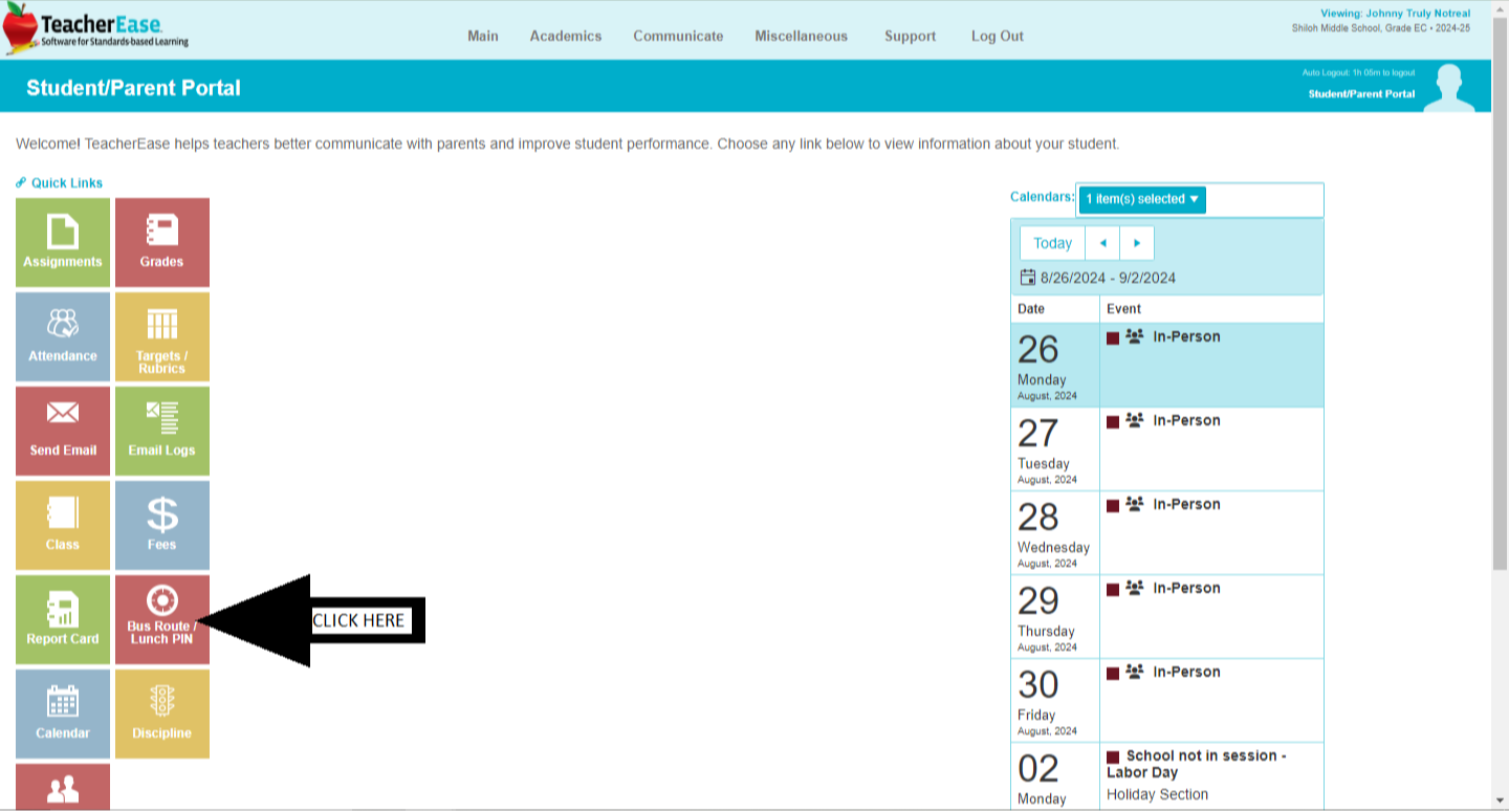 Parent Portal Screen