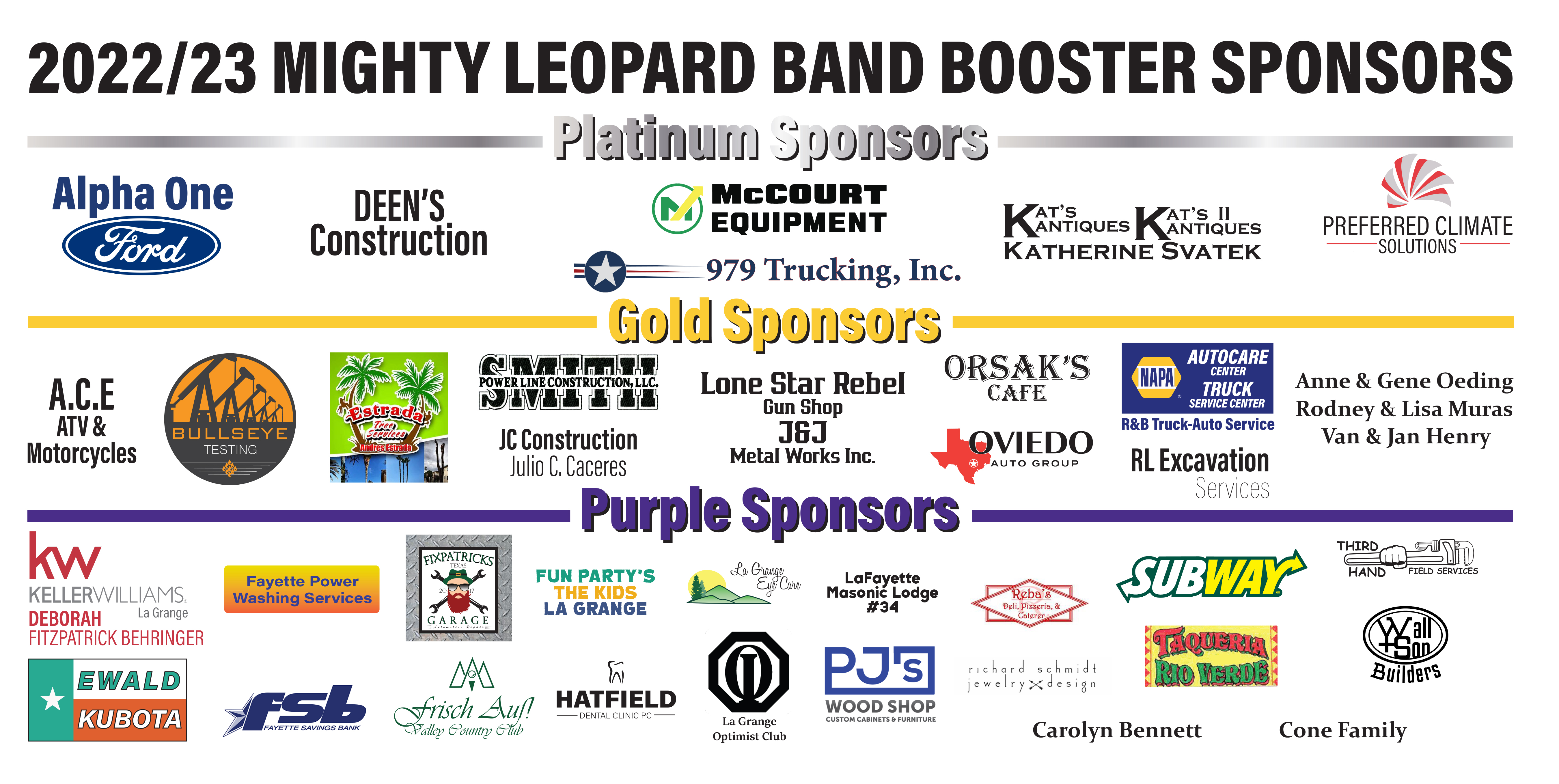 Band Booster Sponsors