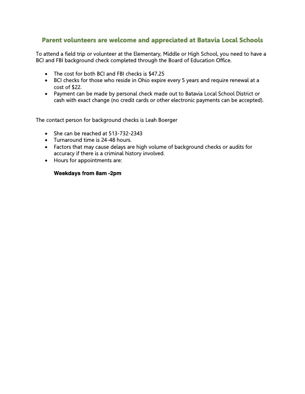 parent volunteer background check information