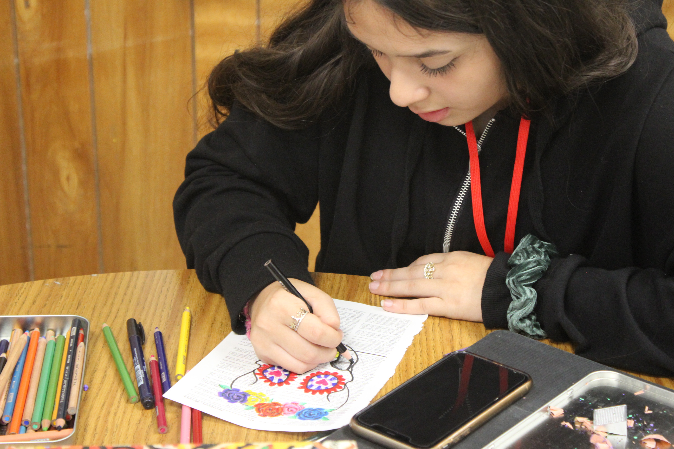Student working on artwork