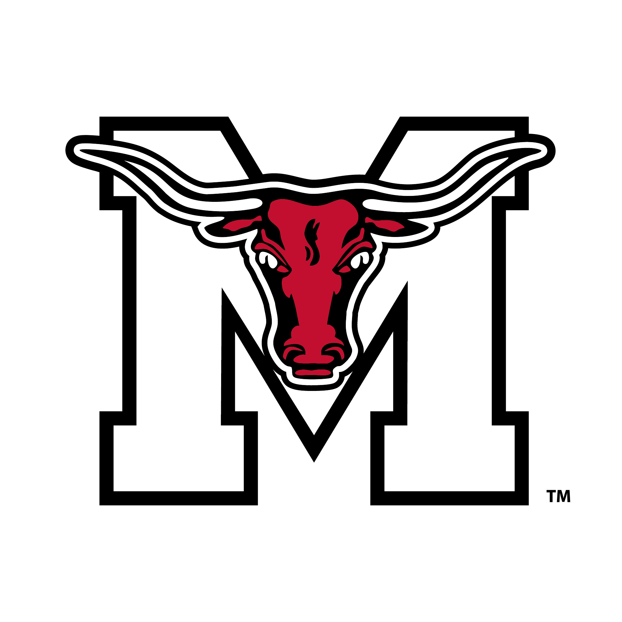 Logo with red Maverick Head in front of the letter M