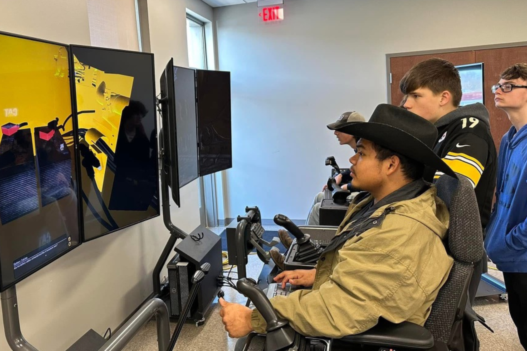 Students using simulator