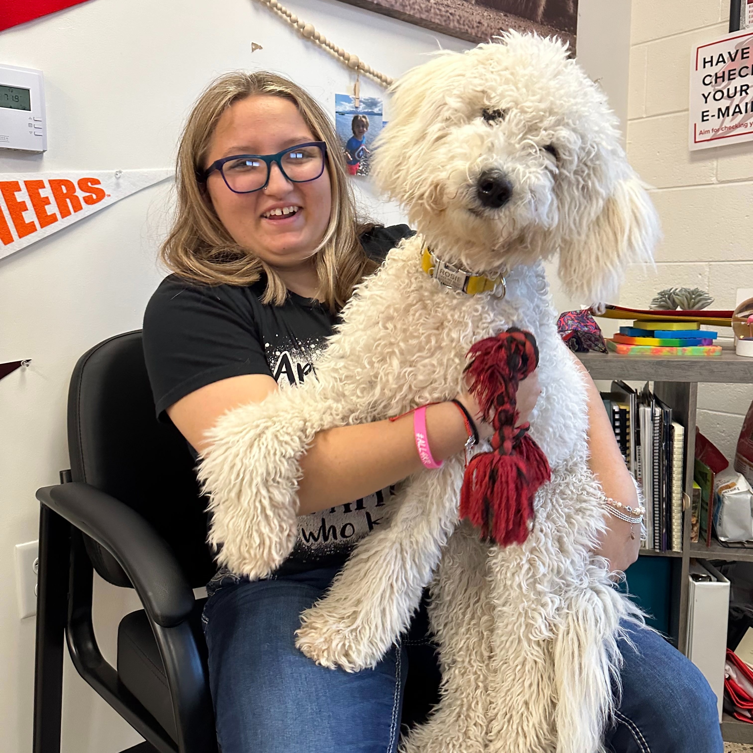 Rosie with student