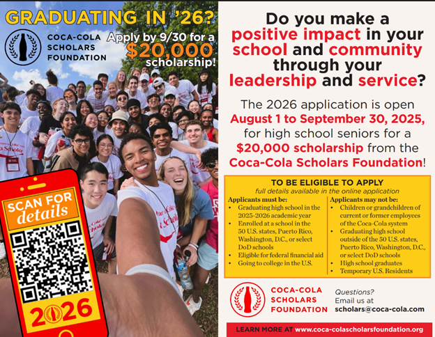 2026 Coca-Cola Foundation Scholarship Ad