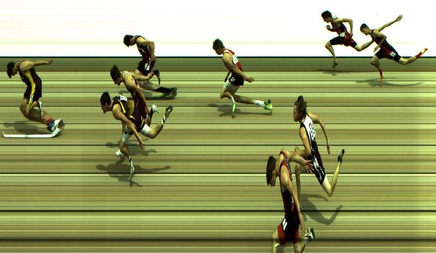 Brady finishing 4th in the 110 M Hurdles at State