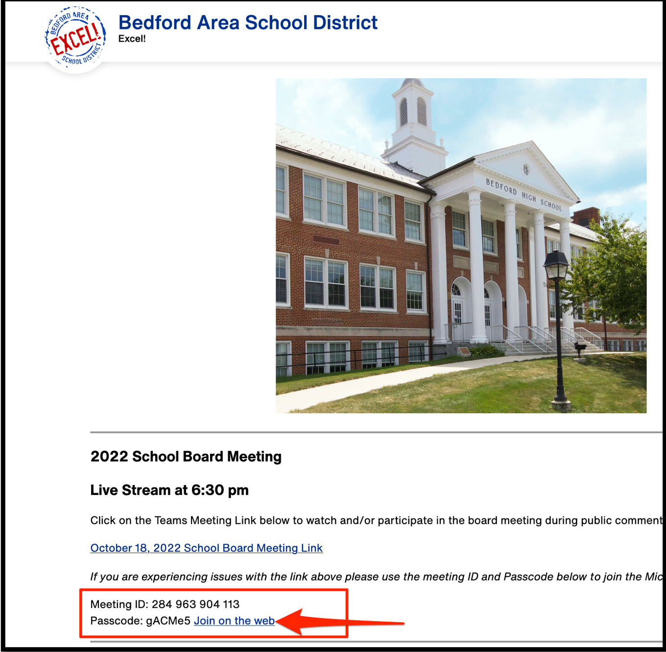 website image showing "click on join on the web"