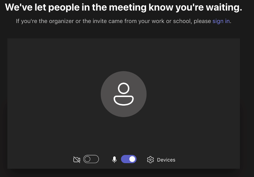 image showing you are in the waiting room