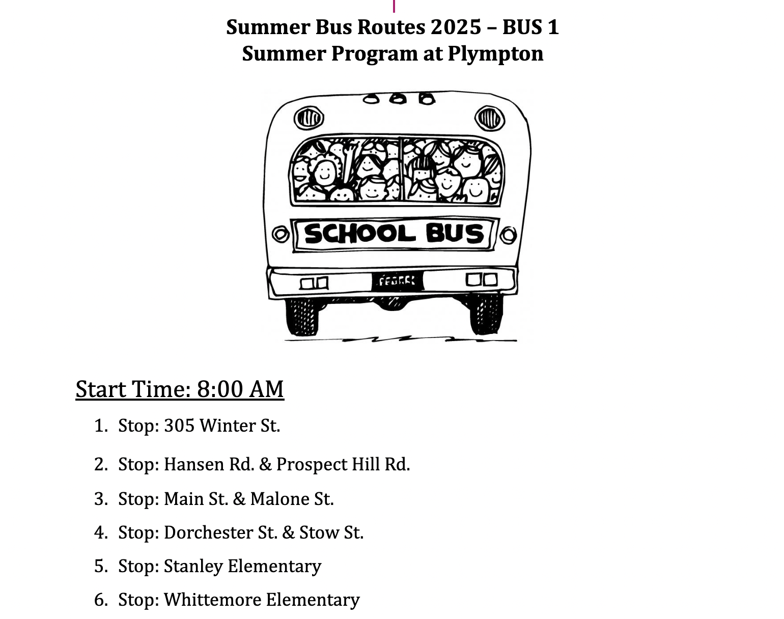 Bus Route - PLYMPTON 