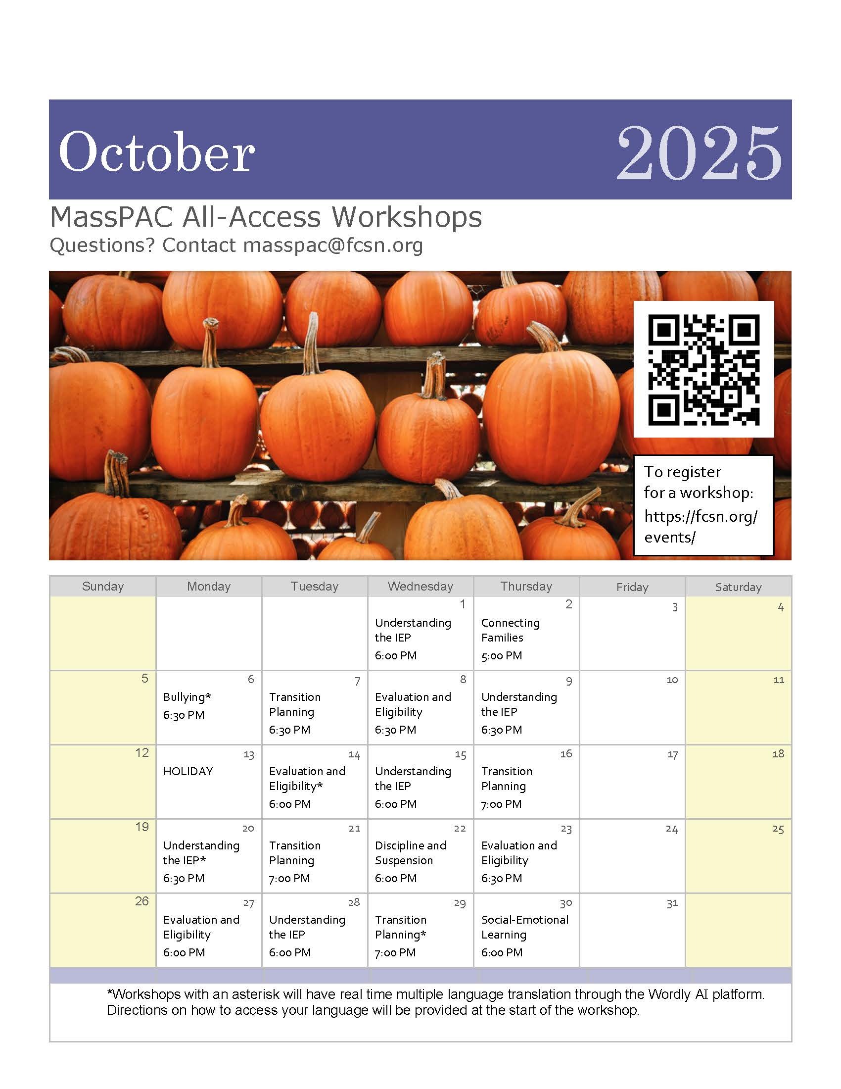 September schedule