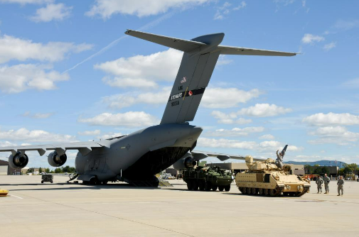 Cargo plane waiting to be loaded