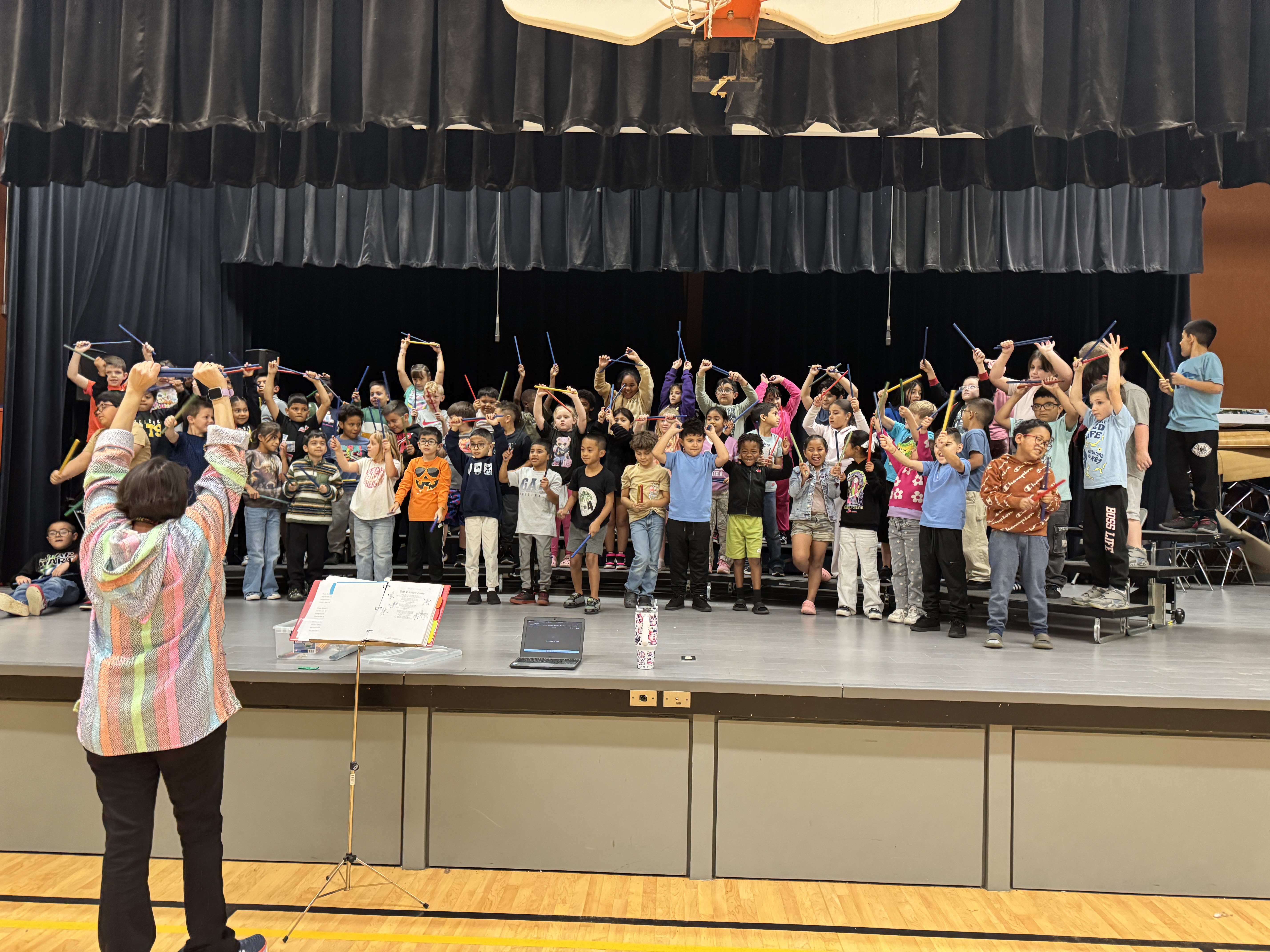 2nd Grade practicing their music program