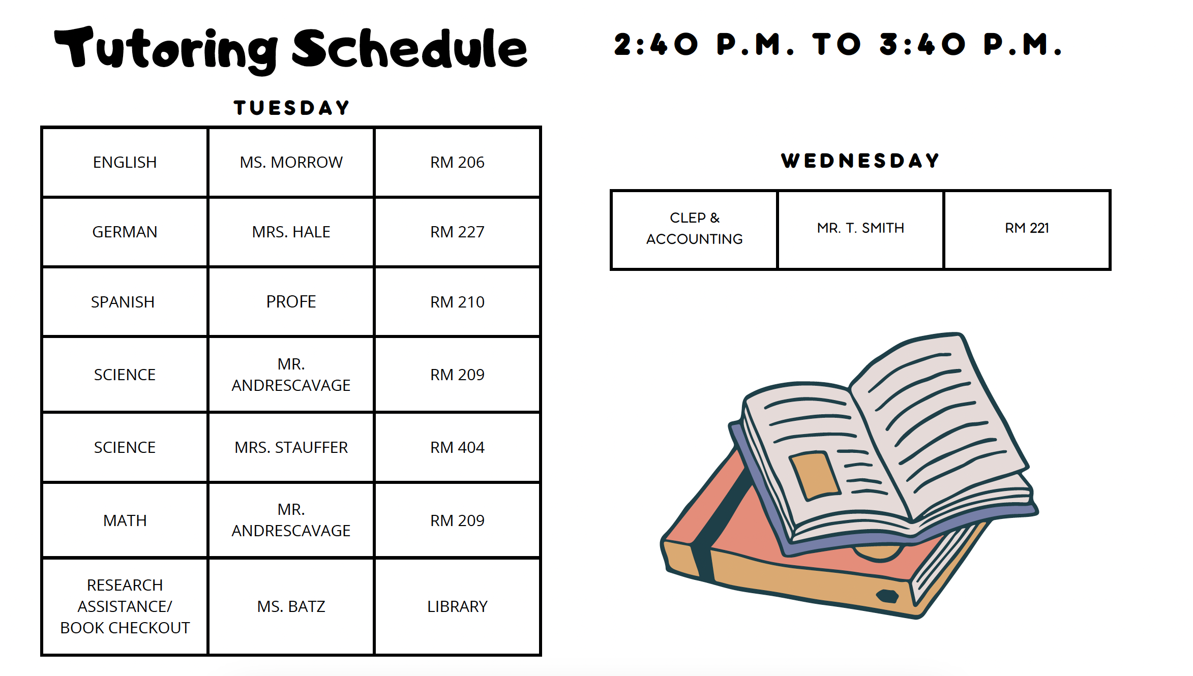 Tutoring  Schedule