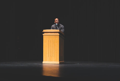 black history month students on stage