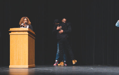 black history month students on stage