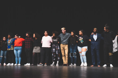 black history month students on stage