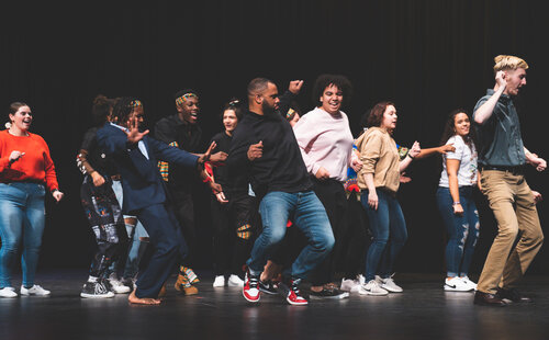 black history month students on stage