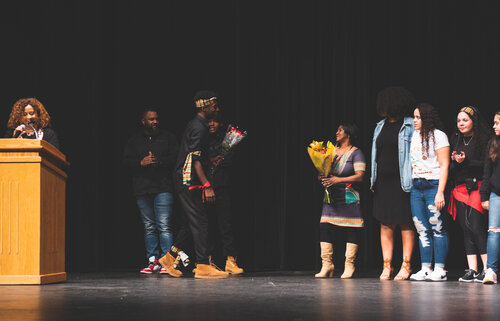 black history month students on stage