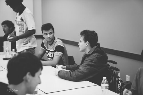 Students interacting at workshop