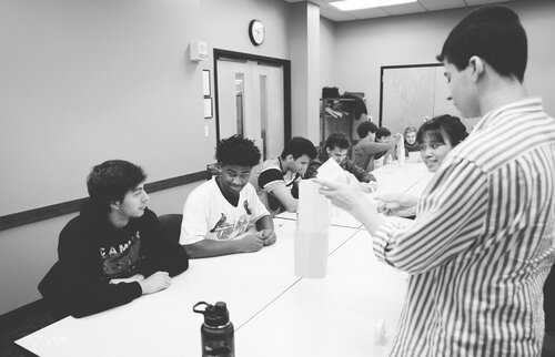 Students interacting at workshop