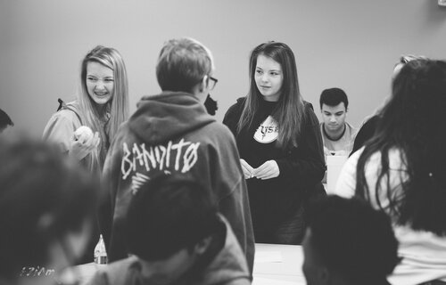 Students interacting at workshop