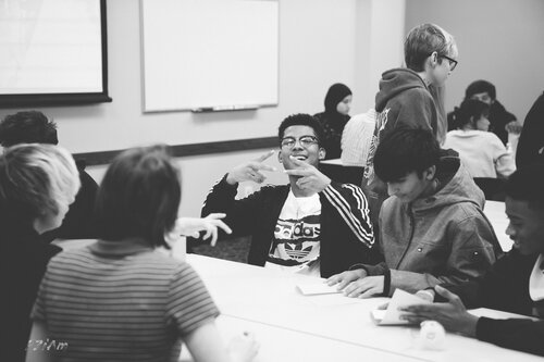 Students interacting at workshop