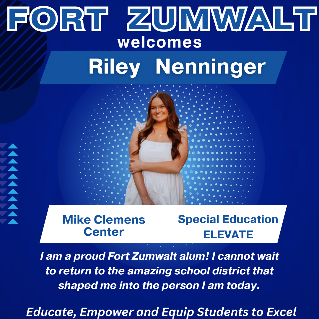 FZSD brings back an alum as a special education teacher at the Mike Clemens Center. Riley N shared this thought, " I am a proud Fort Zumwalt alum! I cannot wait to return to the amazing school district that shaped me into the person I am today."