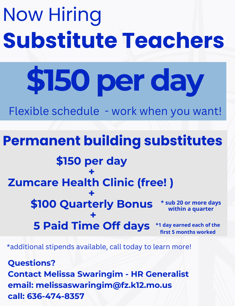 FZSD is now hiring substitute teachers! 