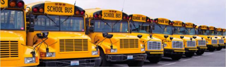 School Buses in a Row