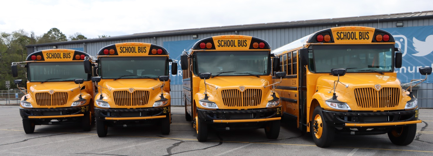 School Buses in a Row