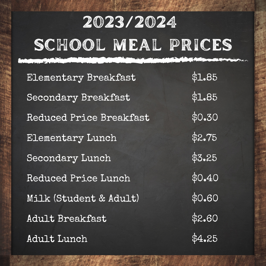 23-24 School Meal Prices