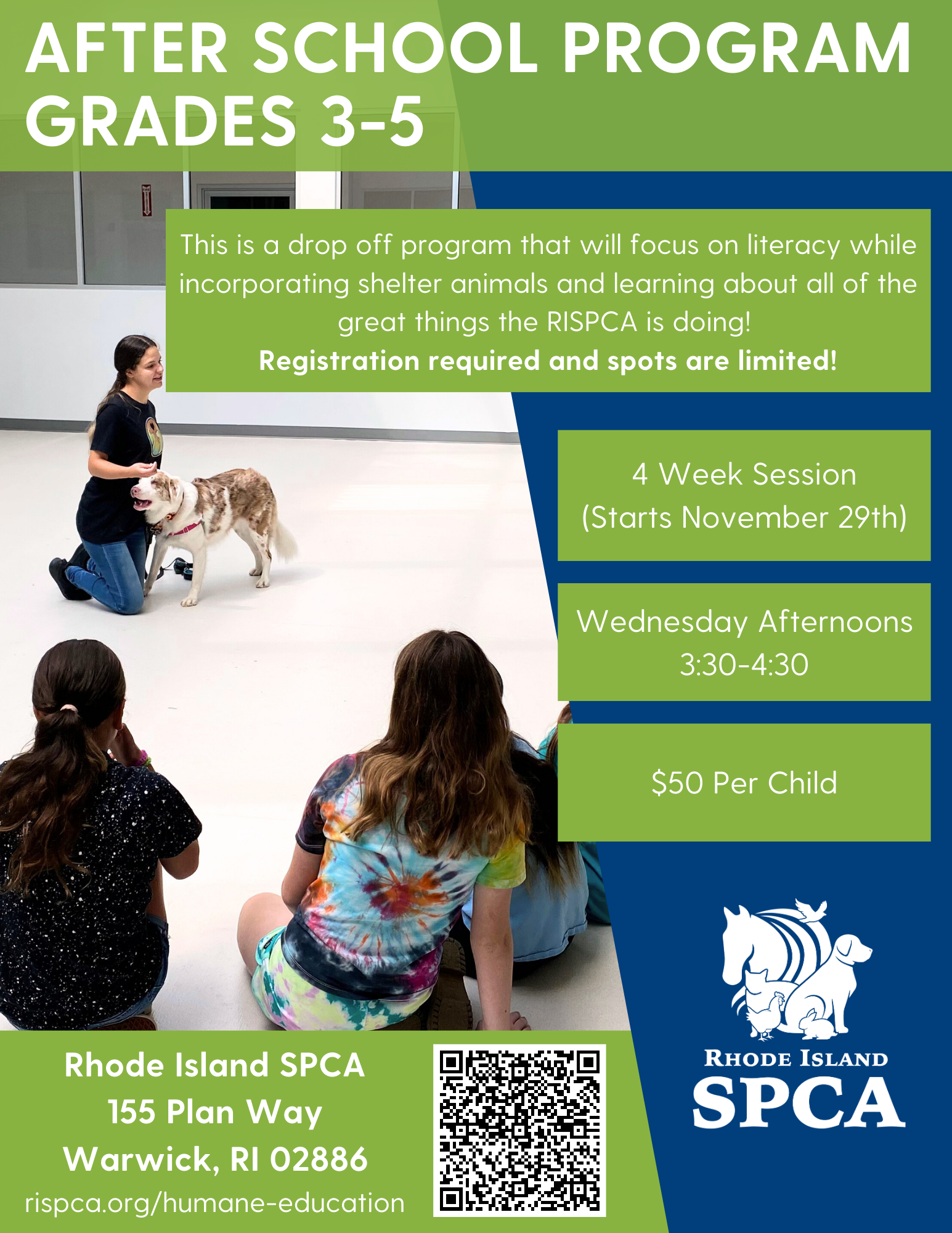RI SPCA After School Program flyer