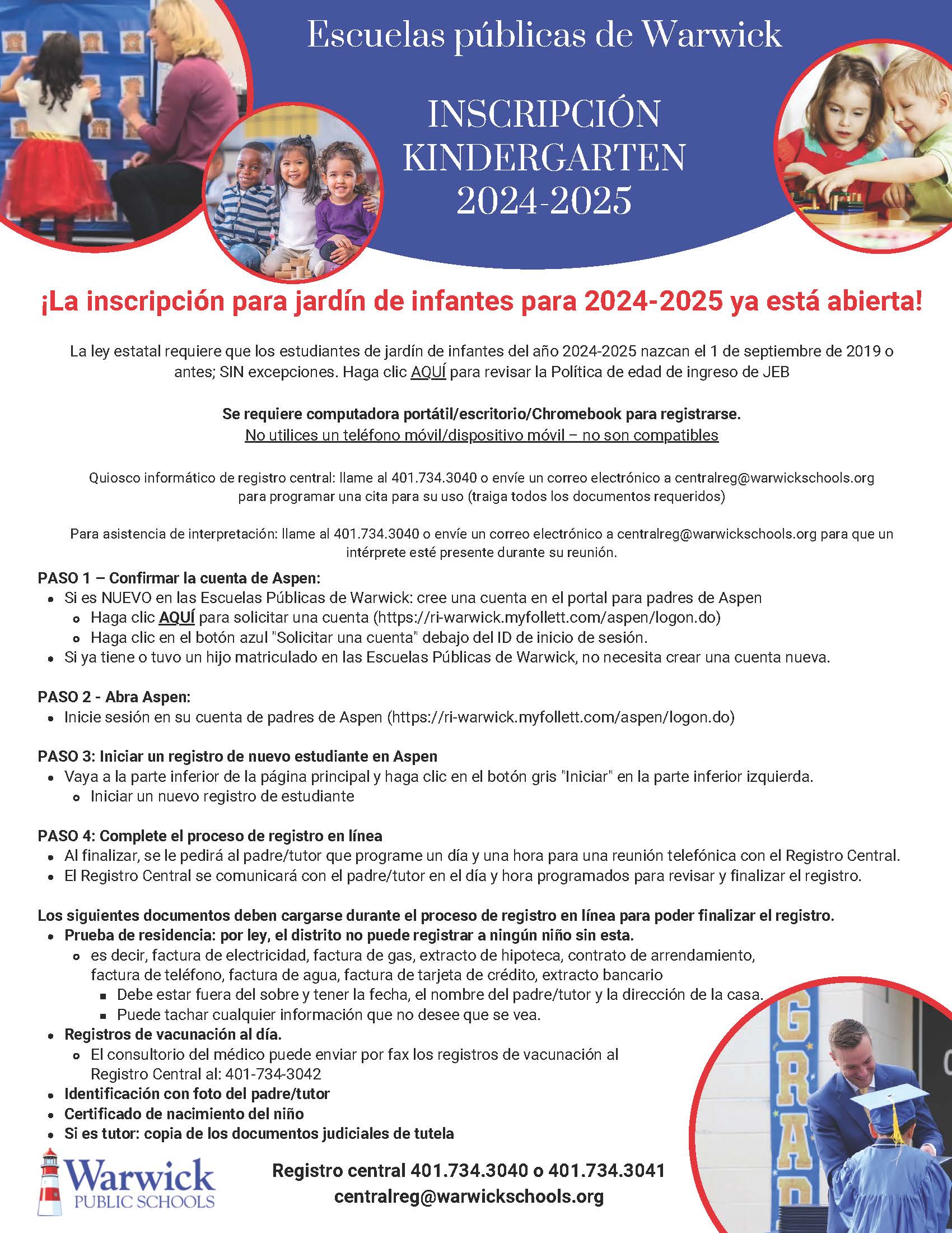 24-25 Kindergarten Registration Instructions in Spanish flyer