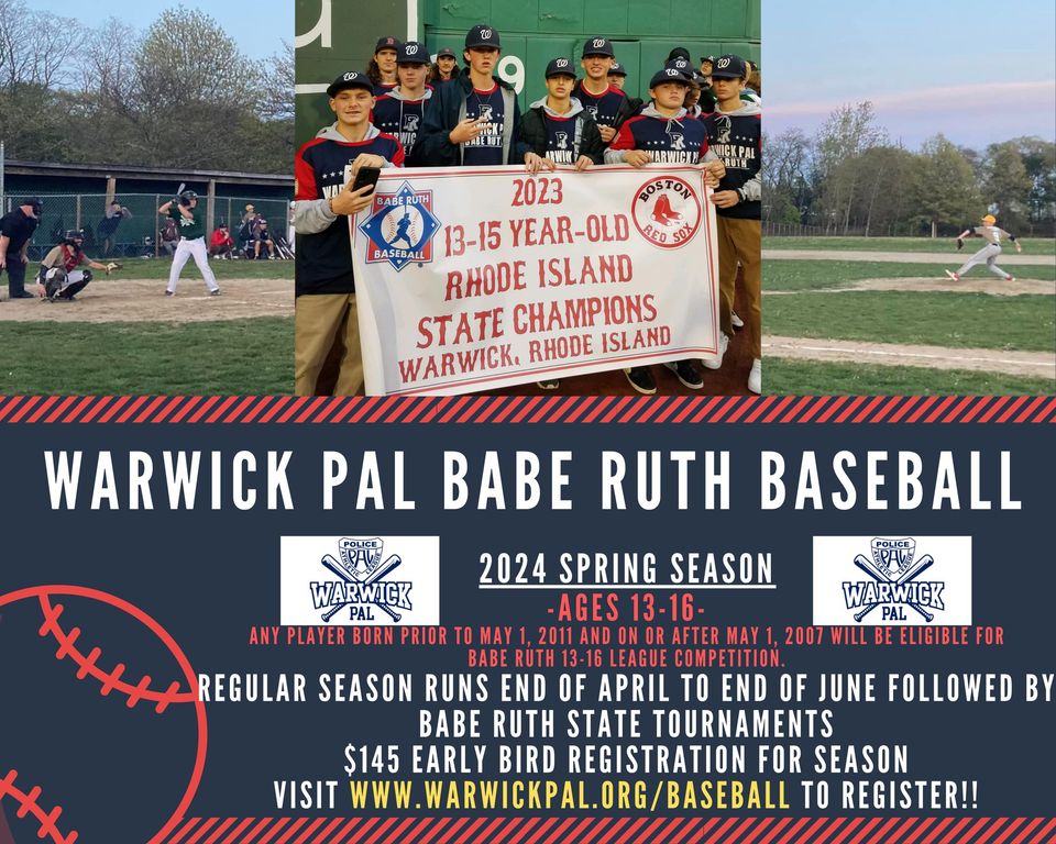 Warwick PAL Babe Ruth Baseball flyer