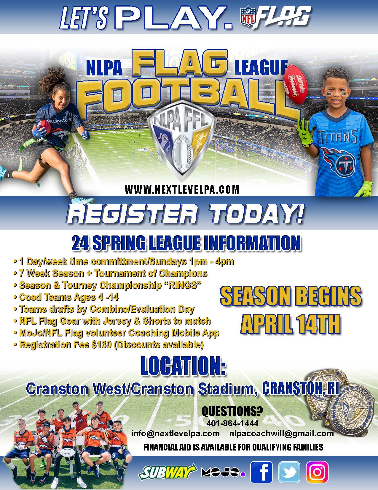Cranston NLPA Flag Football League Flyer