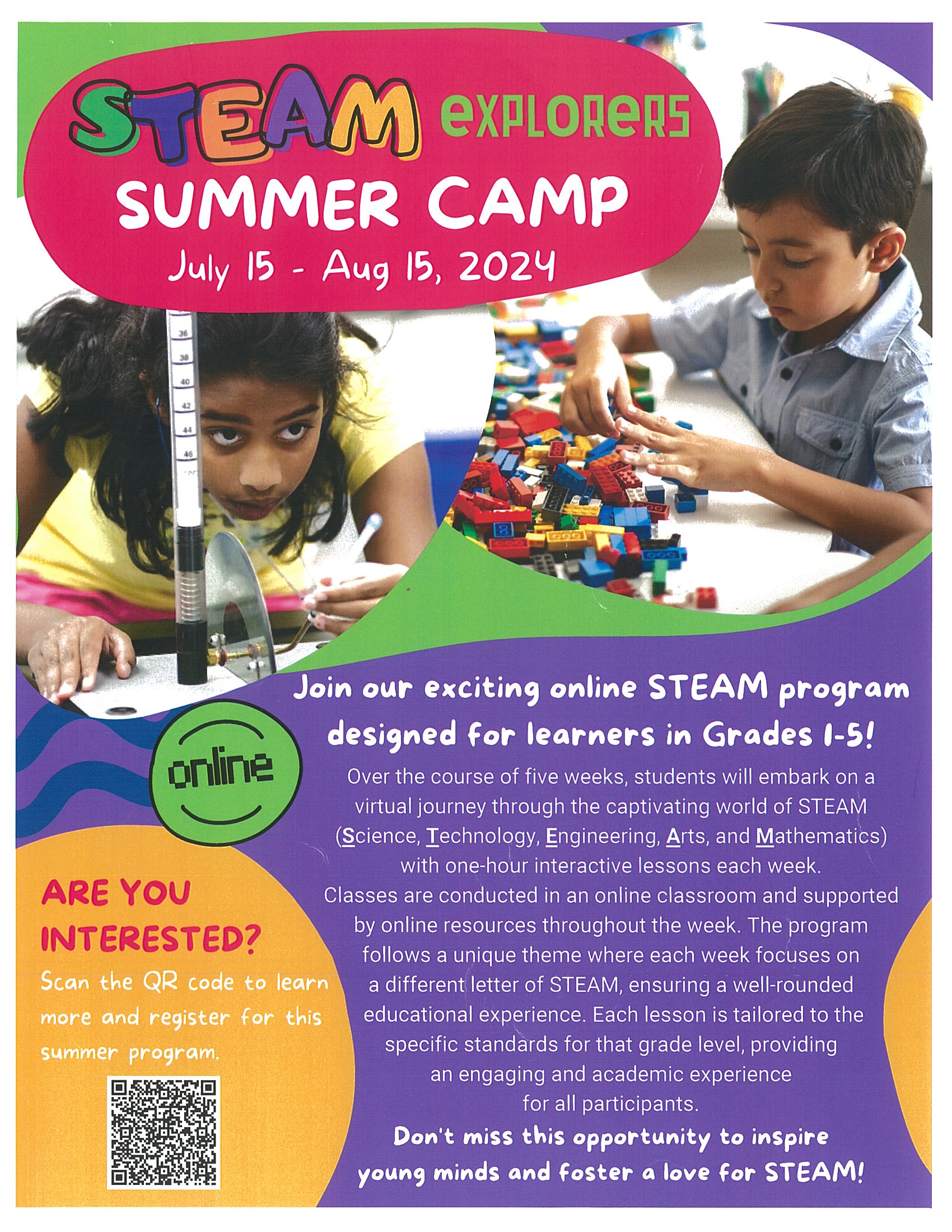 Online STEAM Summer Program Flyer